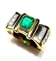 Anneau Femme Anello Con Pietra in Or Smeraldo SME CT 0.66 DIA CT 0.26 VS/G
